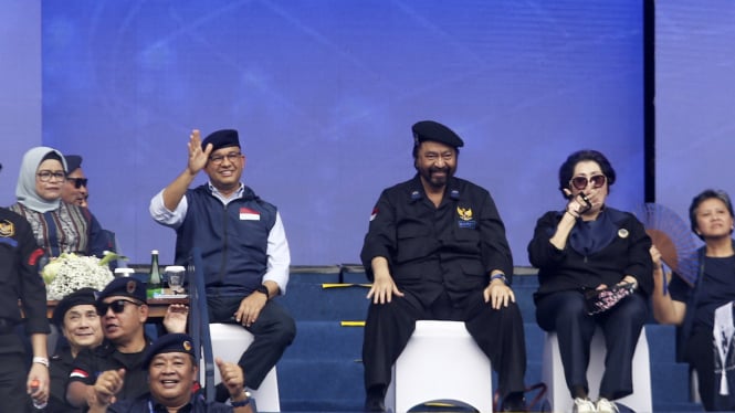 Anies Baswedan dan Ketua Umum Nasdem Surya Paloh di Apel Siaga Perubahan